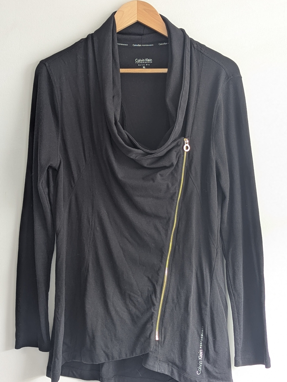 Calvin Klein Black Asymmetric Zip-Front Women's Top
